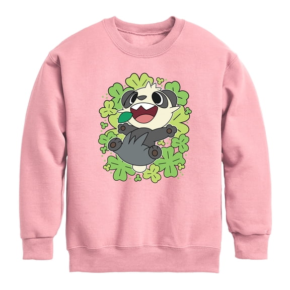 Pokémon - Pancham Shamrocks Collage - Youth Boys Crew Fleece Sweatshirt