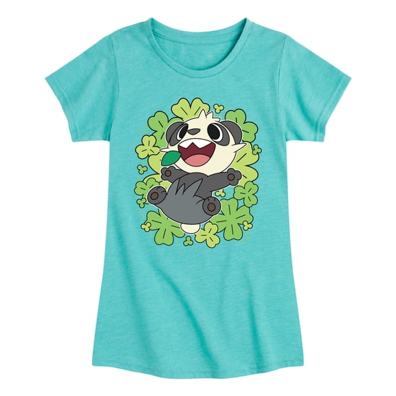 Pokémon - Pancham Shamrocks Collage - Youth Girls Fitted Short Sleeve T-Shirt