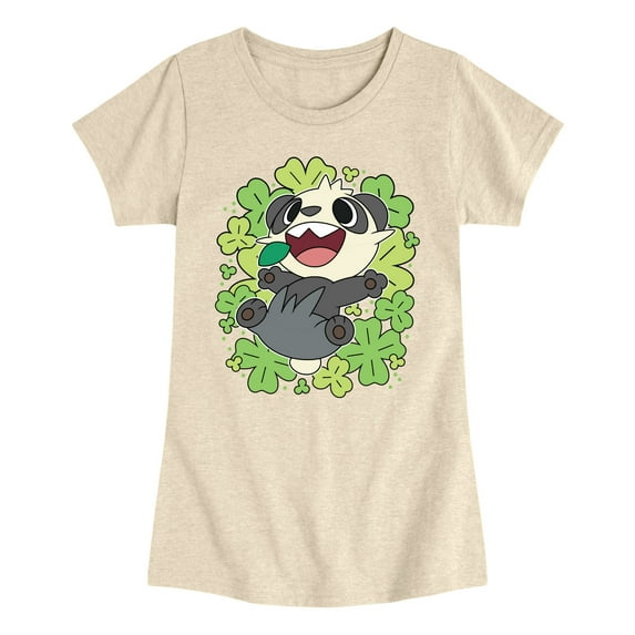 Pokémon - Pancham Shamrocks Collage - Youth Girls Fitted Short Sleeve T-Shirt