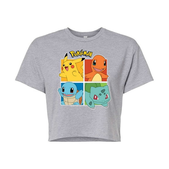 Pokémon - Partner Squares - Juniors Cropped Cotton Blend T-Shirt