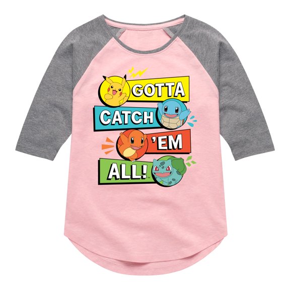 Pokémon - Partners Gcea Grid - Youth Girls Raglan Graphic T-Shirt