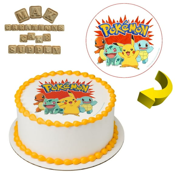 Pokmon Party 8" Round Edible Cake Topper ~ Can be used on 8", 9" or 10" Cakes