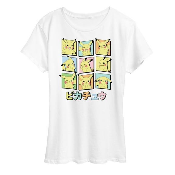 Pokémon - Pastel Pikachu Expression Grid  - Women's Short Sleeve Graphic T-Shirt