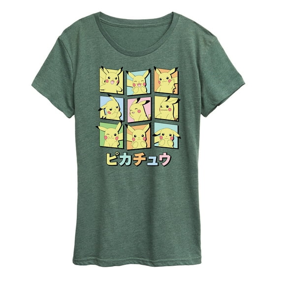 Pokémon - Pastel Pikachu Expression Grid - Women's Short Sleeve Graphic T-Shirt