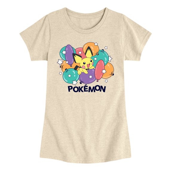Pokémon - Pichu Balloon Cluster - Youth Girls Fitted Short Sleeve T-Shirt