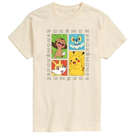 Pokémon - Pickachu Chespin Fennekin Froakie Grid-Men's Short Sleeve Graphic T-Shirt