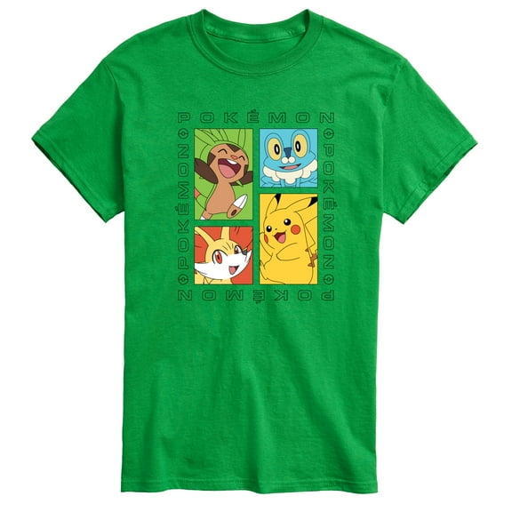 Pokémon - Pickachu Chespin Fennekin Froakie Grid-Men's Short Sleeve Graphic T-Shirt