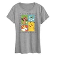 thumbnail image 1 of Pokémon - Pickachu Chespin Fennekin Froakie Grid- Women's Short Sleeve Graphic T-Shirt, 1 of 5