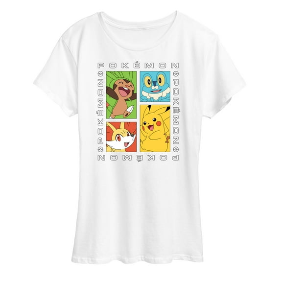 Pokémon - Pickachu Chespin Fennekin Froakie Grid- Women's Short Sleeve Graphic T-Shirt