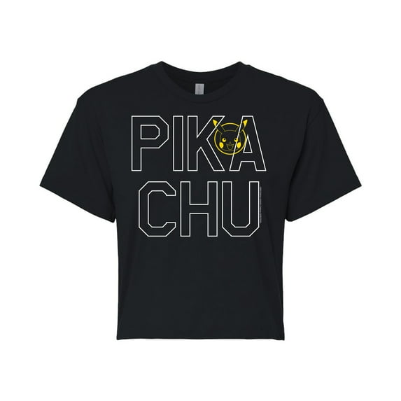 Pokémon - Pika Blocks - Juniors Cropped Cotton Blend T-Shirt