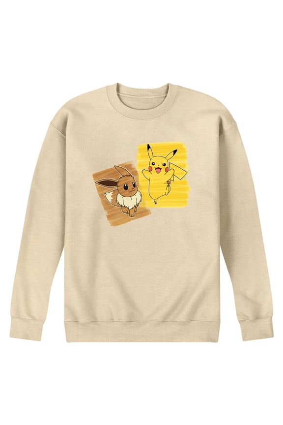 Pokémon - Pika Eevee Marker - Men's Long Sleeve Crew Fleece Sweatshirt