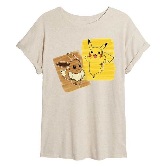Pokémon - Pika Eevee Marker - Women's Oversized Graphic T-Shirt