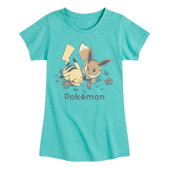 Pokémon - Pika Eevee Sketch - Girls Fitted Short Sleeve Graphic T-Shirt
