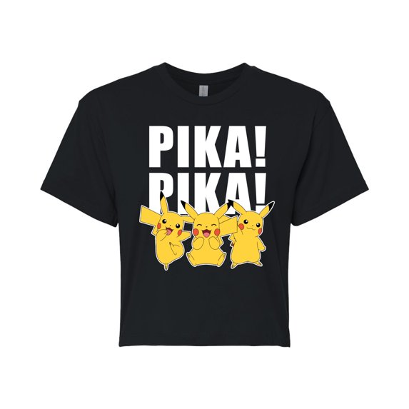 Pokémon - Pika! Pika! - Juniors Cropped Cotton Blend T-Shirt