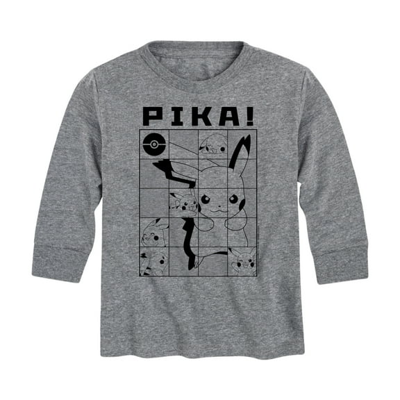Pokémon - Pika Pikachu Grid - Youth Long Sleeve Graphic T- Shirt