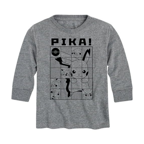 Pokémon - Pika Pikachu Grid - Youth Long Sleeve Graphic T- Shirt