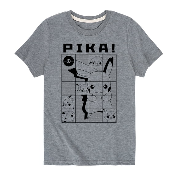 Pokémon - Pika Pikachu Grid - Youth Short Sleeve Graphic T- Shirt