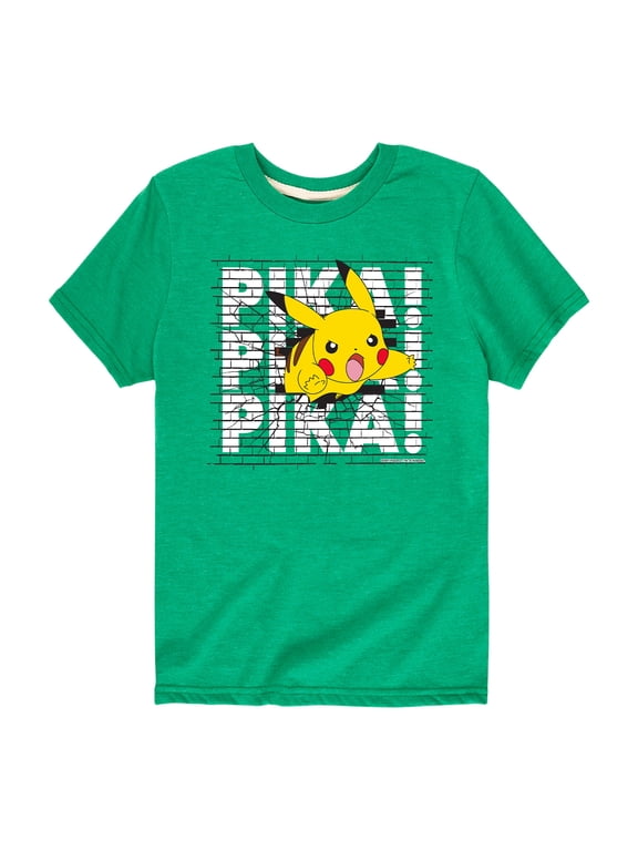 - Pikachu Pika Wall Boys' Short Sleeve Graphic T-Shirt