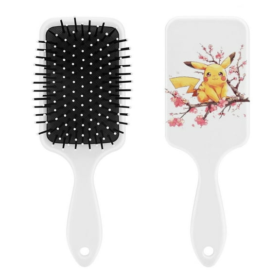 Pokmon Pikachu Air Cushion Detangling Paddle Brush with Ball Tip Anti Static Massage Hair Care for Thick Curly Wet and Dry Hair Web Detangler Hair Combs