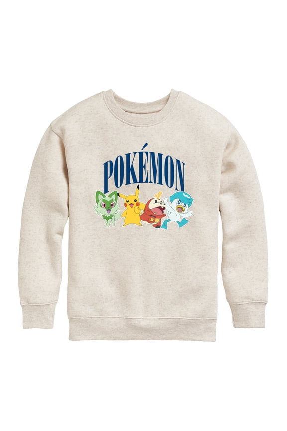 Pokémon - Pikachu And Friends Collegiate - Youth Crew Fleece Sweatshirt
