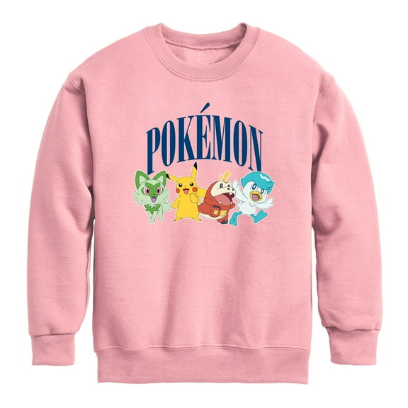 Pokémon - Pikachu And Friends Collegiate - Youth Crew Fleece Sweatshirt