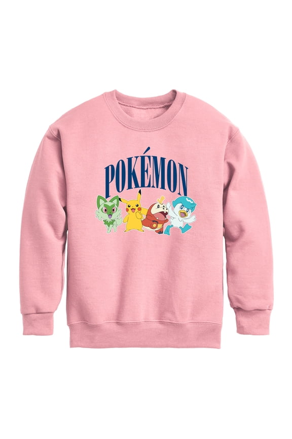Pokémon - Pikachu And Friends Collegiate - Youth Crew Fleece Sweatshirt