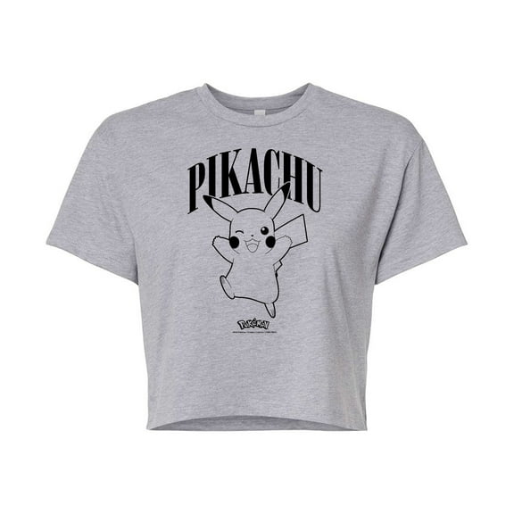 Pokémon - Pikachu Animation - Juniors Cropped Cotton Blend T-Shirt