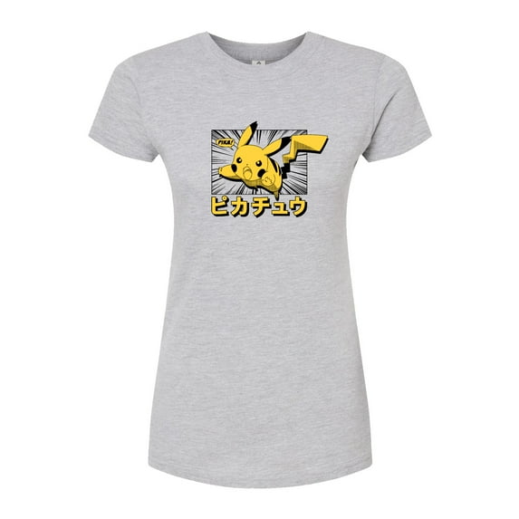 Pokémon - Pikachu Anime Kanji - Juniors Fitted Graphic T-Shirt