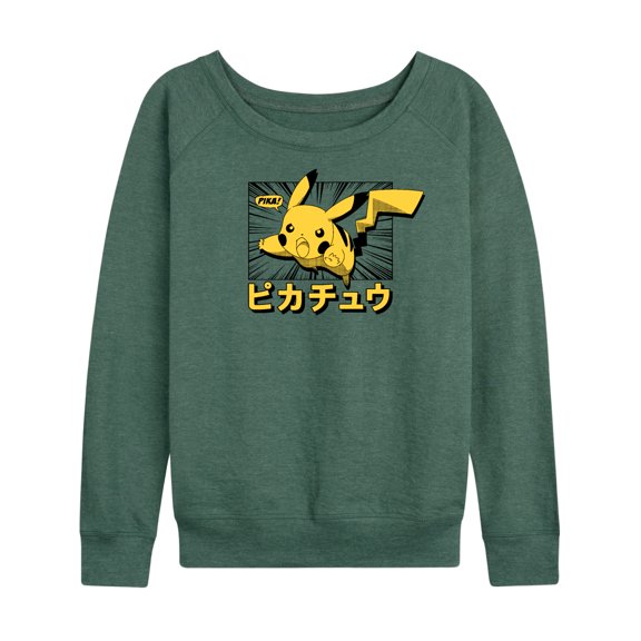 Pokémon - Pikachu Anime Kanji - Women's Lightweight French Terry Long Sleeve Shirt
