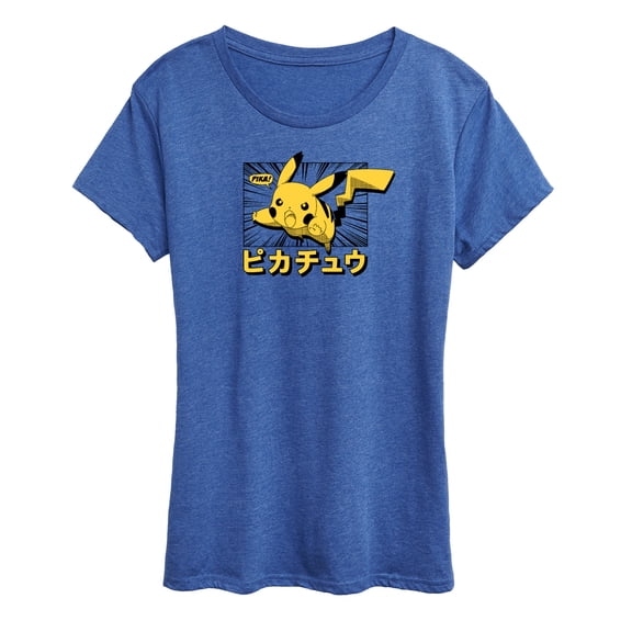 Pokémon - Pikachu Anime Kanji - Women's Short Sleeve Graphic T-Shirt