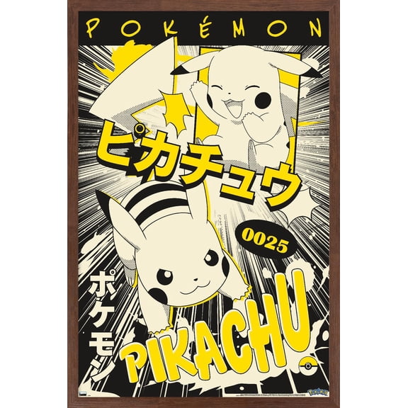 Pokémon - Pikachu Anime Wall Poster, 22.375" x 34" Framed