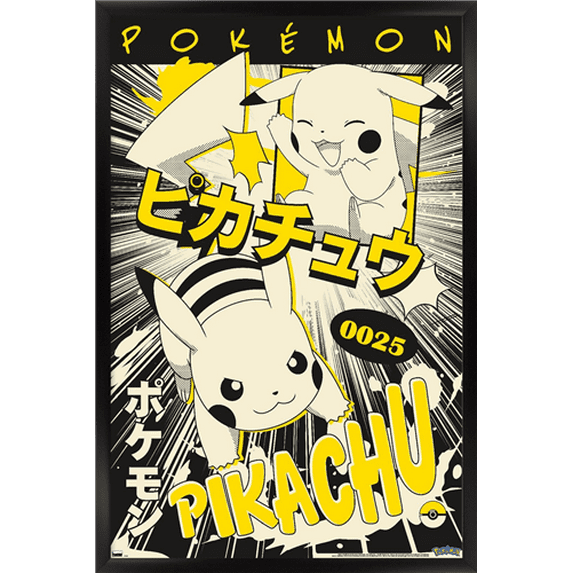 Pokémon - Pikachu Anime Wall Poster, 22.375" x 34" Framed
