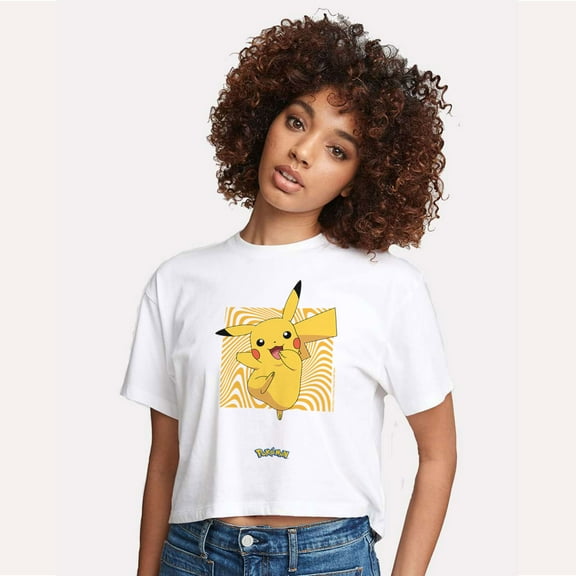Pokémon - Pikachu Art - Juniors Cropped Cotton Blend T-Shirt