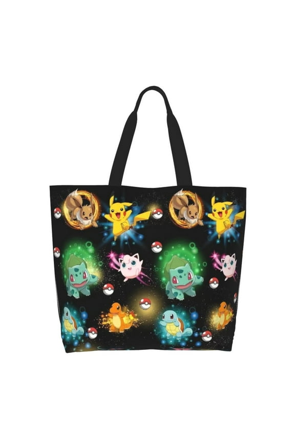 Pokmon-Pikachu Ball Large Tote Bag For Women,Travel Shoulder Bag Top Handle Handbag for Gym Tote Bag,Work,Travel,Reusable Grocery Bags,Gifts for Women