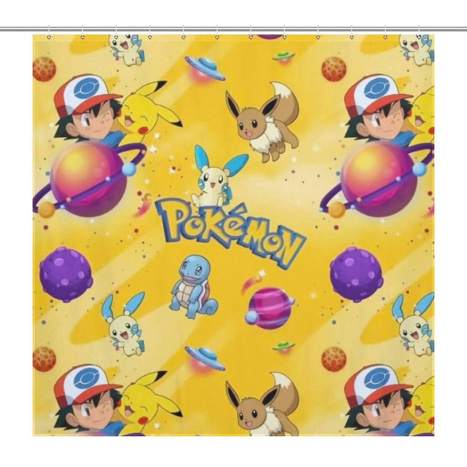 PokémonPikachu Ball Rotate Shower Curtain,Shower Curtain Liner,Shower