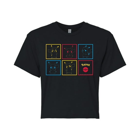 Pokémon - Pikachu Boxes - Juniors Cropped Cotton Blend T-Shirt