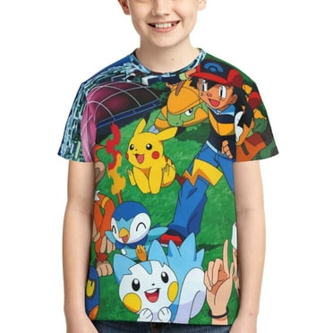 Pokémon-Pikachu Boys Short Sleeve Quick Dry Sun Protection Rash Guard Shirt Swimwear Surf Top for Boys 6-16 Years,XS