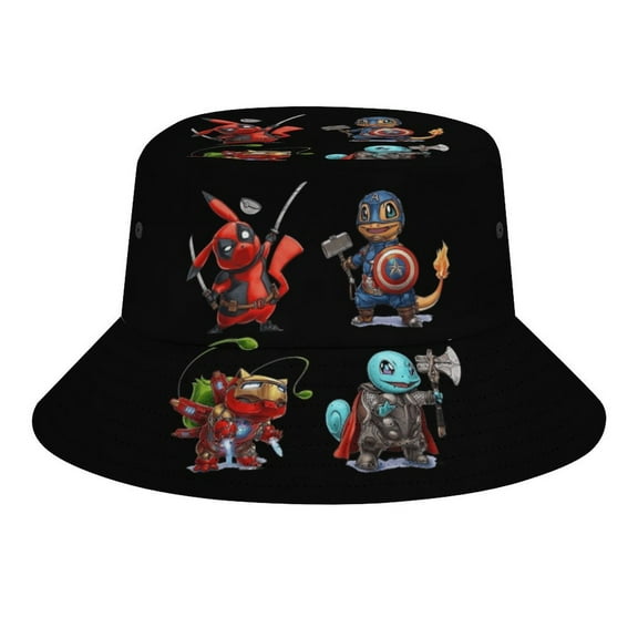 Pokémon Pikachu Bucket Hat for Women Men Teens, Adjustable Travel Summer Beach Fisherman Cap,Unisex Fishing Outdoor Boonie