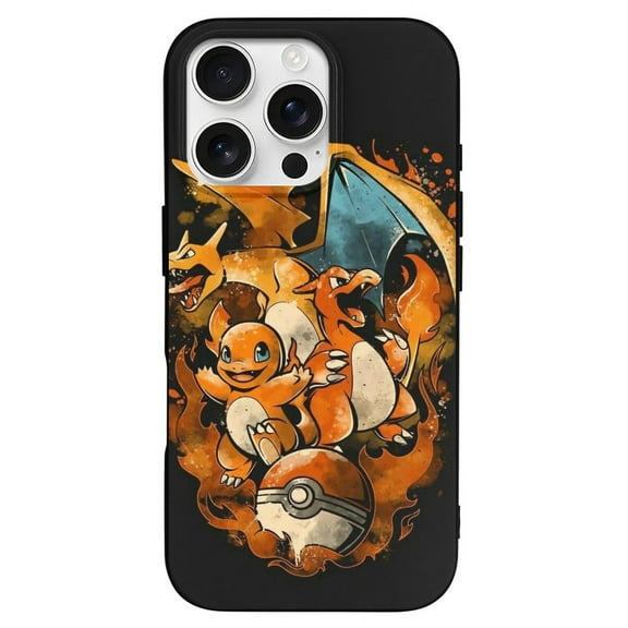 Pokmon-Pikachu Charizard80 Compatible with iPhone 16 Pro Case Full Covered Soft Slim Rugged TPU Phone Case Shockproof Non-Slip Anti-Fingerprint Basic Cases Protection