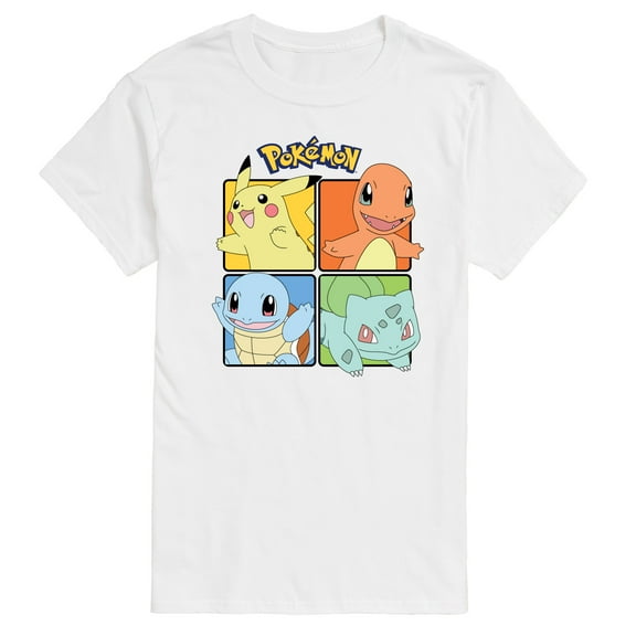 Pokémon - Pikachu Charmander Bulbasaur Squirtle Square - Men's Short Sleeve Graphic T-Shirt
