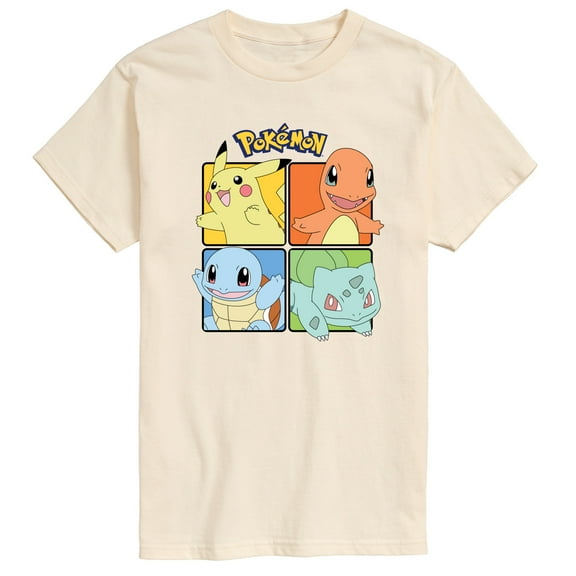 Pokémon - Pikachu Charmander Bulbasaur Squirtle Square - Men's Short Sleeve Graphic T-Shirt