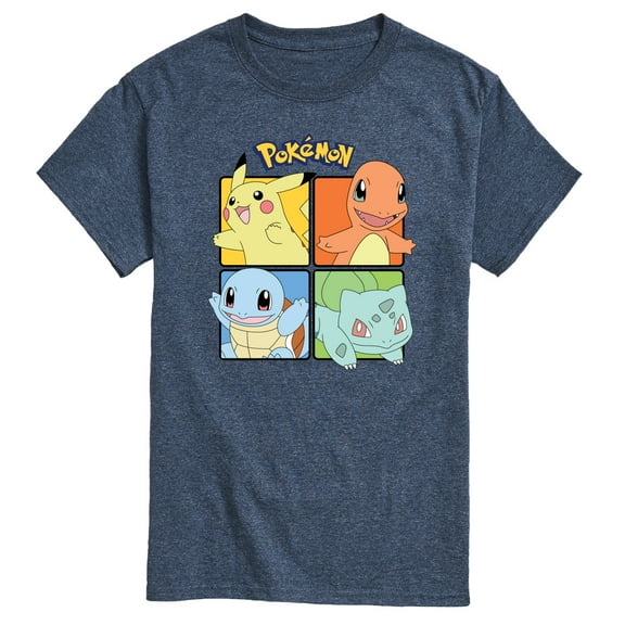 Pokémon - Pikachu Charmander Bulbasaur Squirtle Square - Men's Short Sleeve Graphic T-Shirt