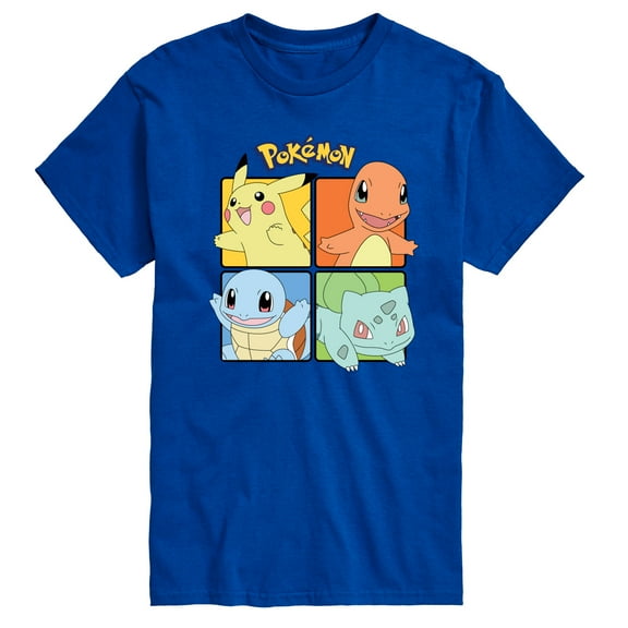 Pokémon - Pikachu Charmander Bulbasaur Squirtle Square - Men's Short Sleeve Graphic T-Shirt