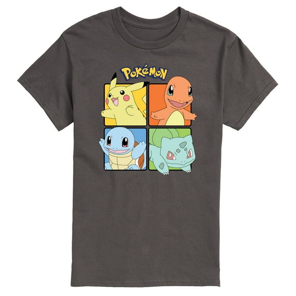 Pokémon - Pikachu Charmander Bulbasaur Squirtle Square - Men's Short Sleeve Graphic T-Shirt