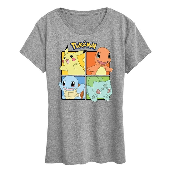 Pokémon - Pikachu Charmander Bulbasaur Squirtle Square -  Women's Short Sleeve Graphic T-Shirt