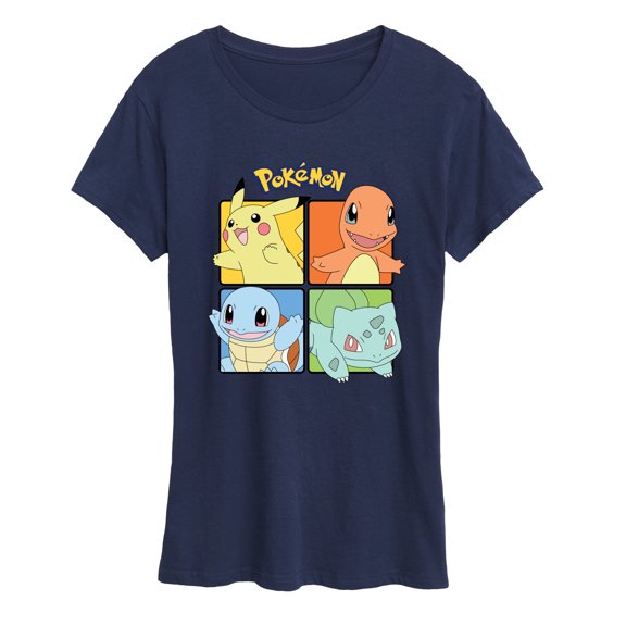 Pokémon - Pikachu Charmander Bulbasaur Squirtle Square -  Women's Short Sleeve Graphic T-Shirt