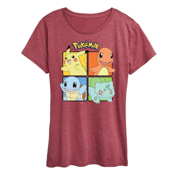Pokémon - Pikachu Charmander Bulbasaur Squirtle Square -  Women's Short Sleeve Graphic T-Shirt