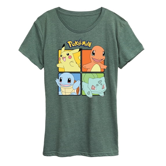 Pokémon - Pikachu Charmander Bulbasaur Squirtle Square - Women's Short Sleeve Graphic T-Shirt