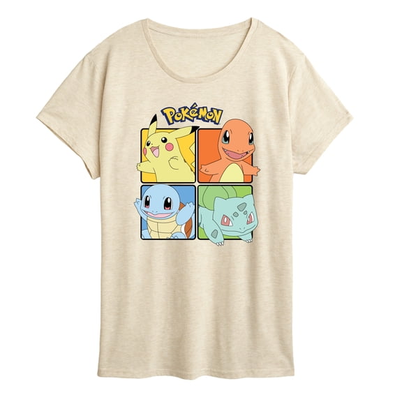 Pokémon - Pikachu Charmander Bulbasaur Squirtle Square -  Women's Short Sleeve Graphic T-Shirt