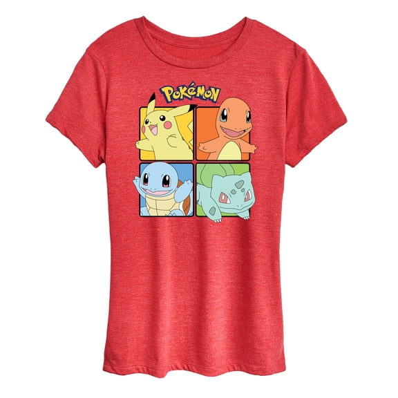 Pokémon - Pikachu Charmander Bulbasaur Squirtle Square - Women's Short Sleeve Graphic T-Shirt